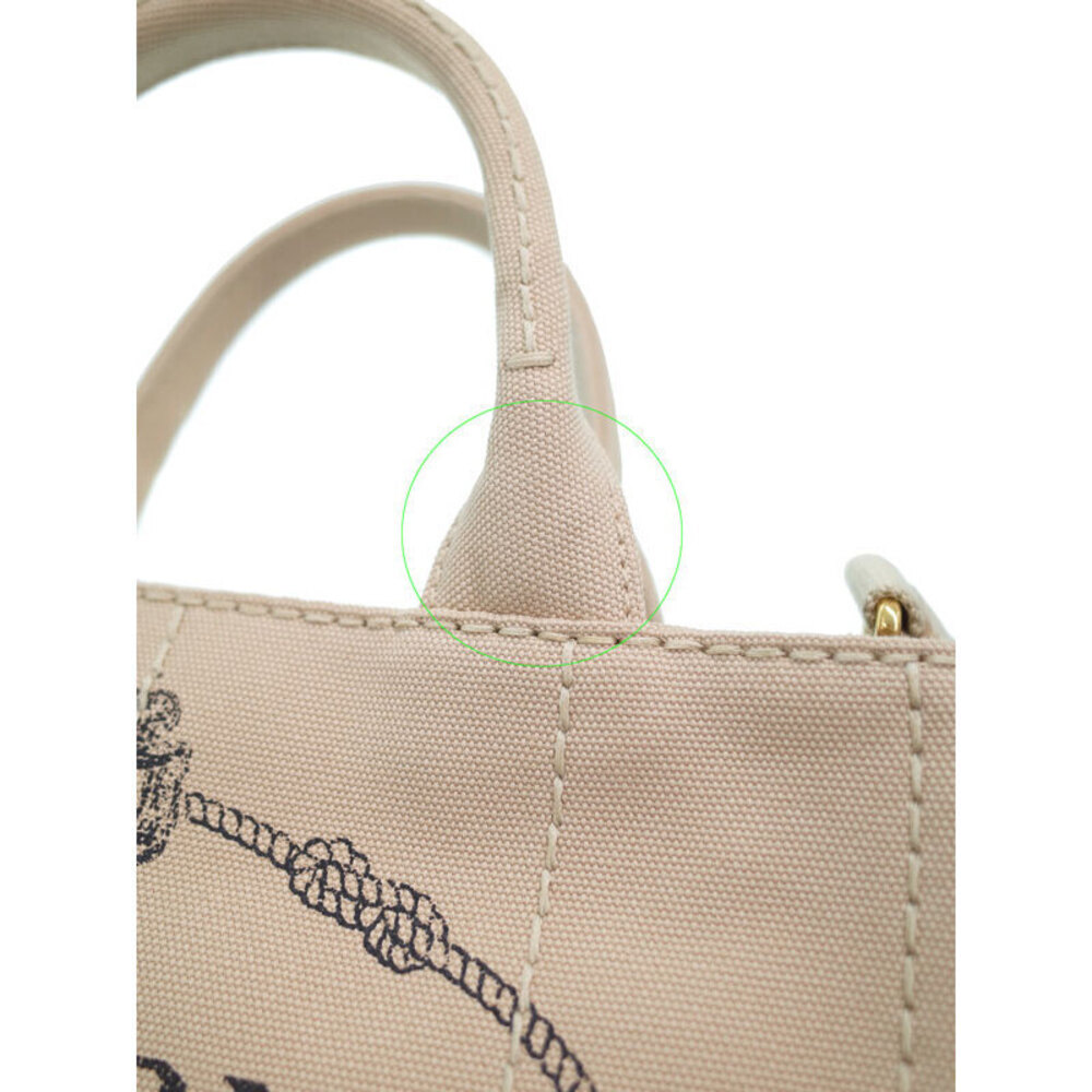 Prada canvas handles Tote Tan handbag 2way top Canapa - Picture 4 of 9
